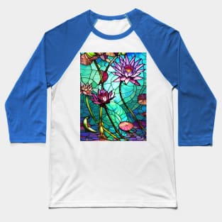 Stained Glass Water Lilies Baseball T-Shirt